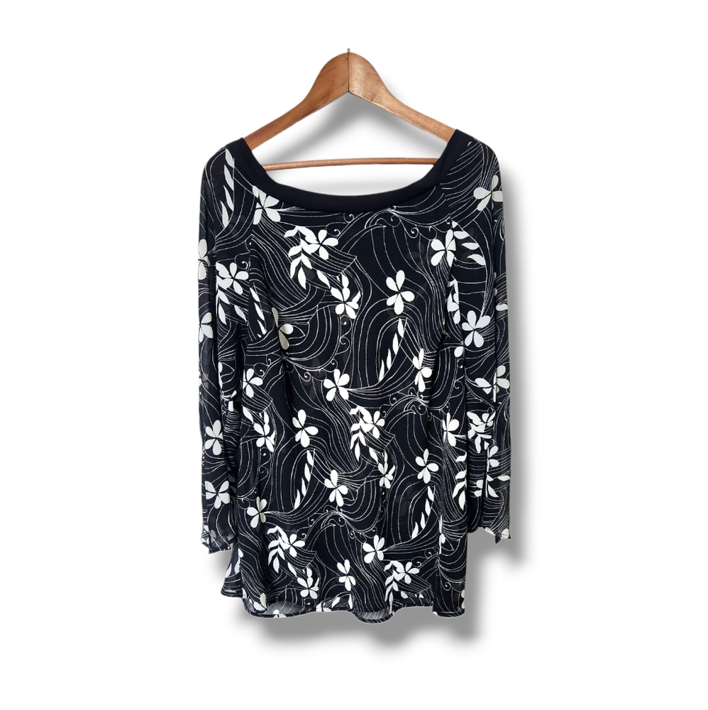 Studio C Floral Boat Neck Split Sleeve Tunic  | 18/20